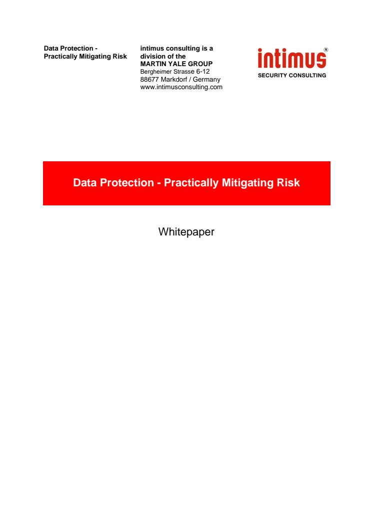 Data Protection - Practically Mitigating Risk