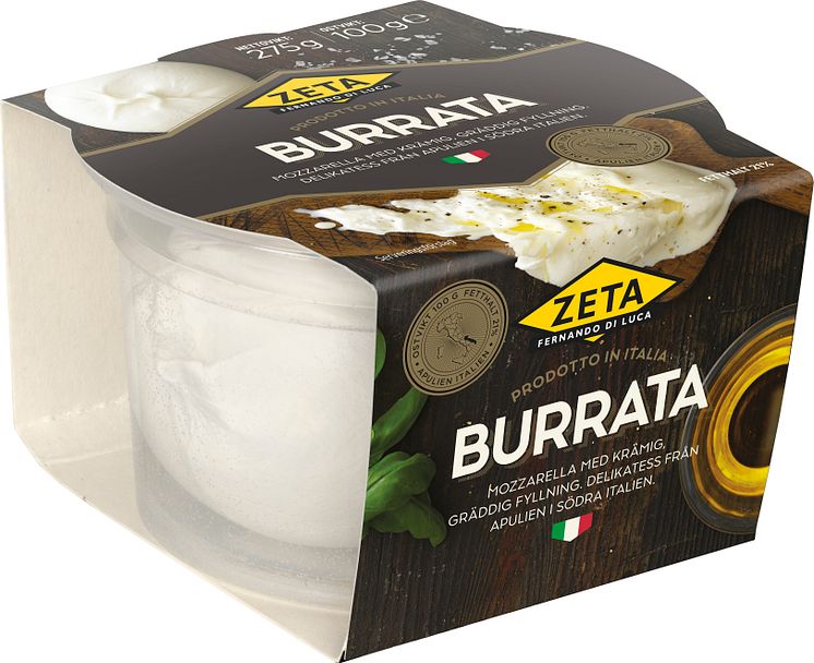 Burrata, krämig delikatessmozzarella från Zeta