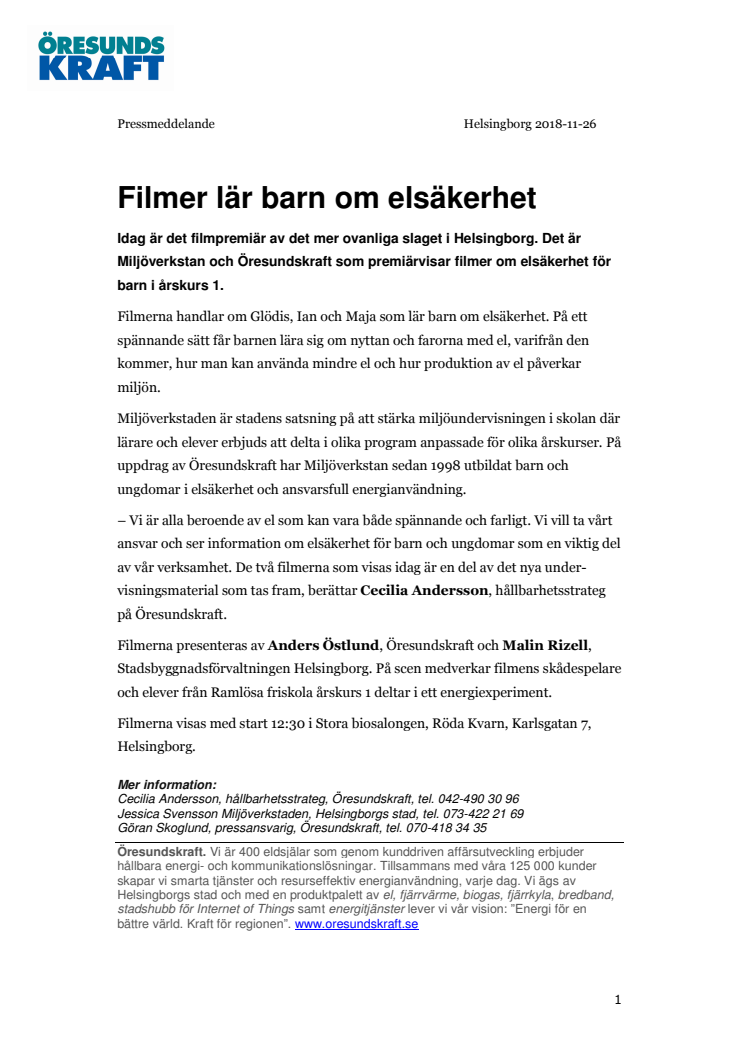 ​Filmer lär barn om elsäkerhet