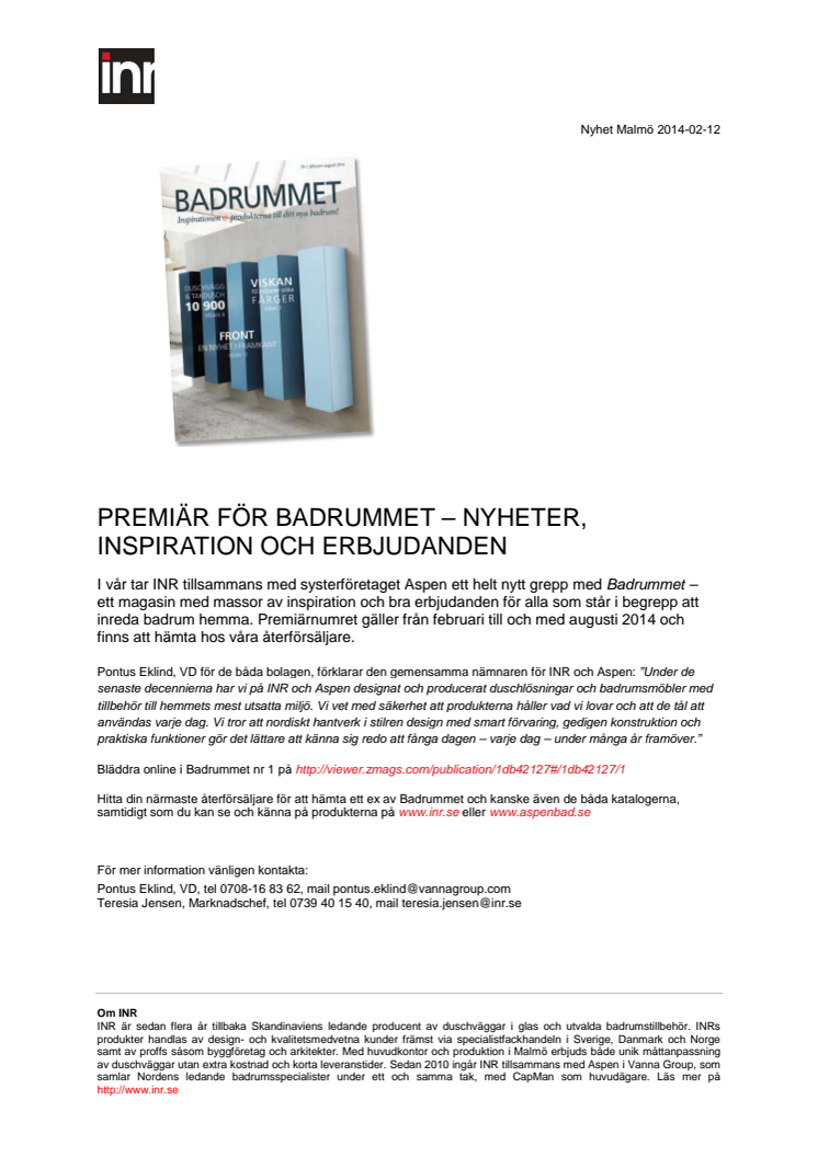 Premiär för BADRUMMET – nyheter, inspiration och erbjudanden