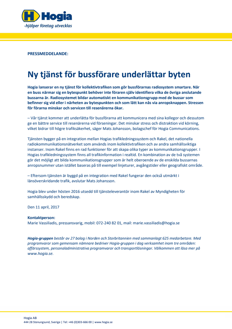 Ny tjänst för bussförare underlättar byten