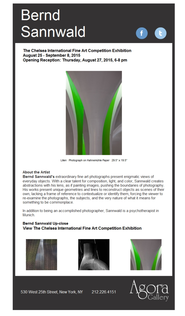 Einladung zur Vernissage in die Agora Gallery New York
