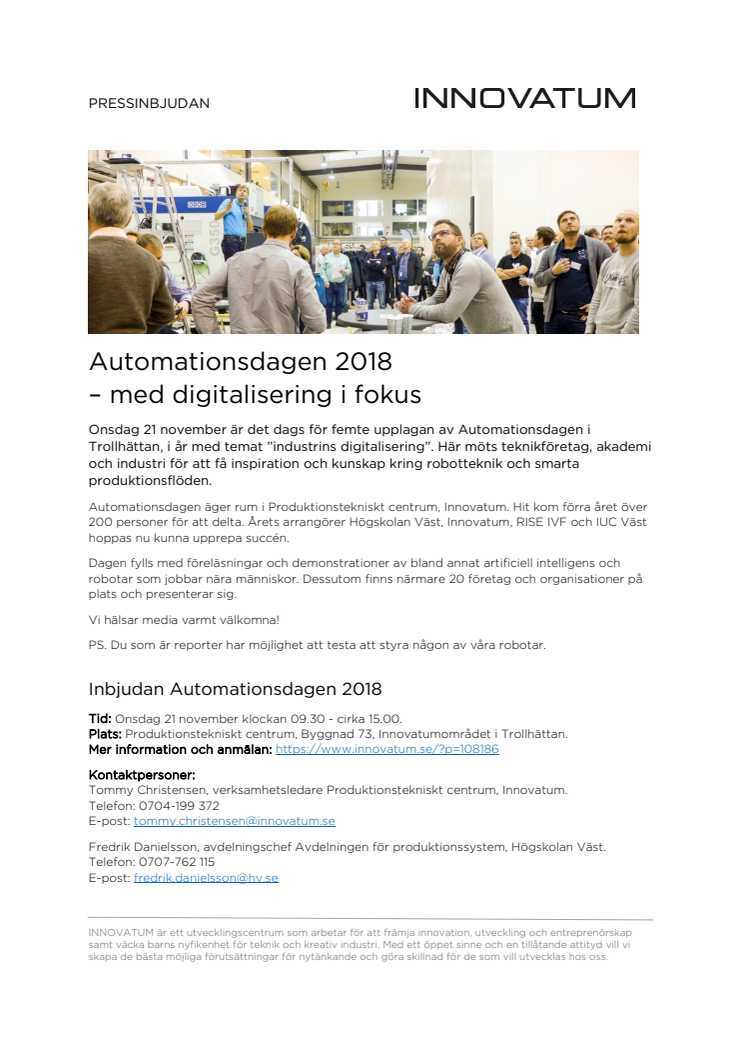 Automationsdagen 2018 - med digitalisering i fokus