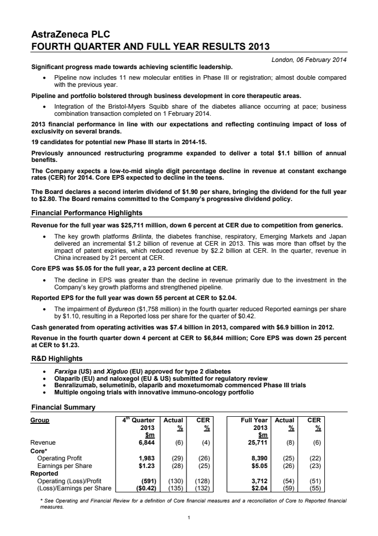 Bokslutsrapport kvartal 4 och helåret 2013