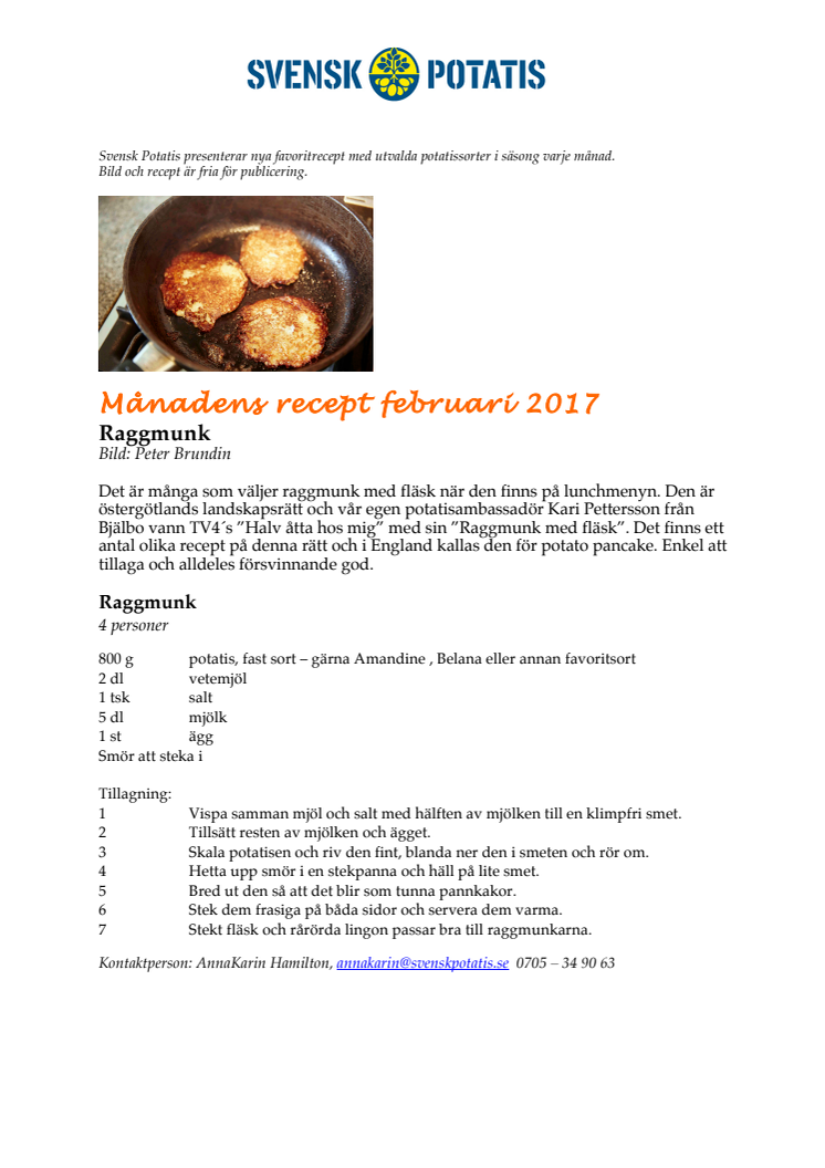 Månadens recept februari - Raggmunk