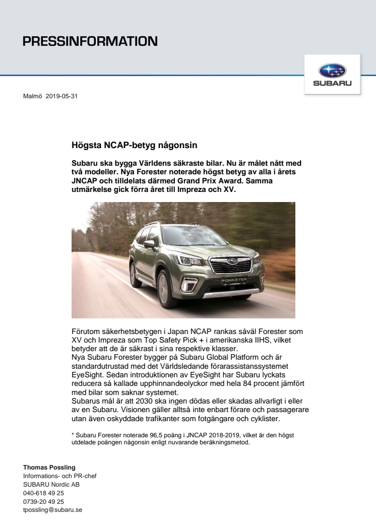 Högsta NCAP-betyg någonsin