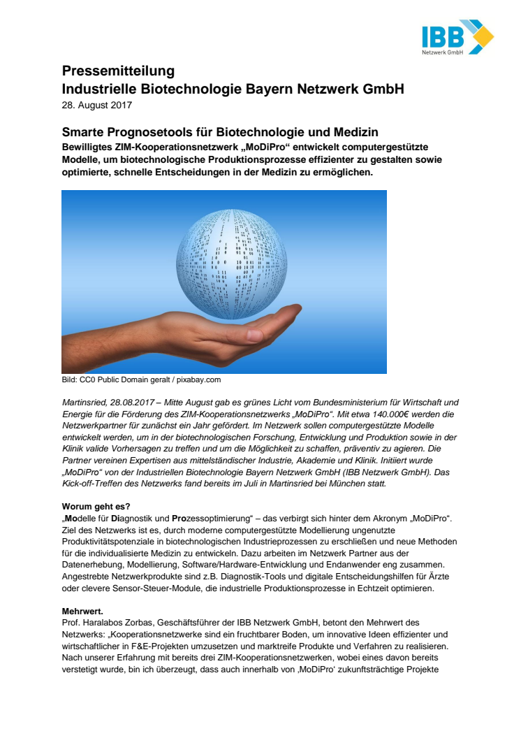 Smarte Prognosetools für Biotechnologie und Medizin