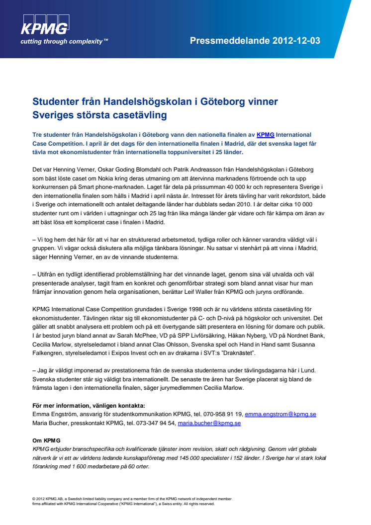 Studenter från Handelshögskolan i Göteborg vinner Sveriges största casetävling