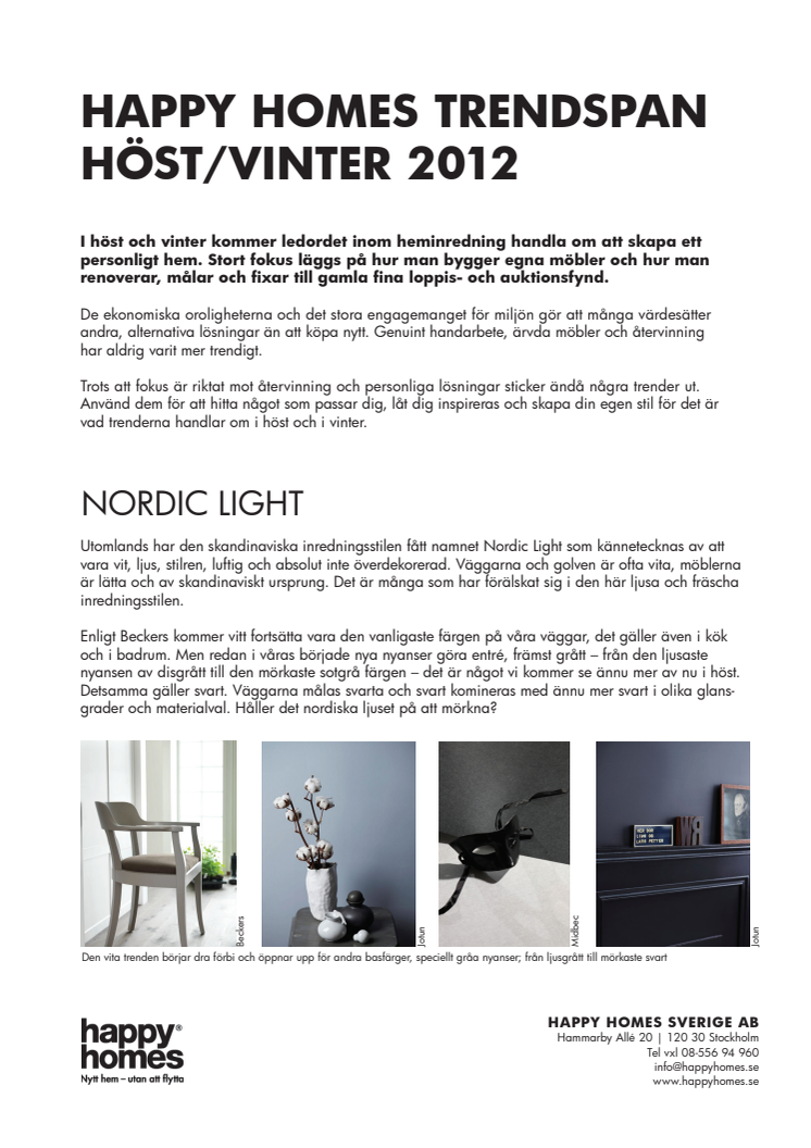 Happy Homes Trendspan höst/vinter 2012