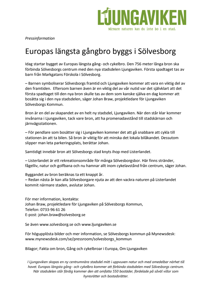 Europas längsta gångbro byggs i Sölvesborg