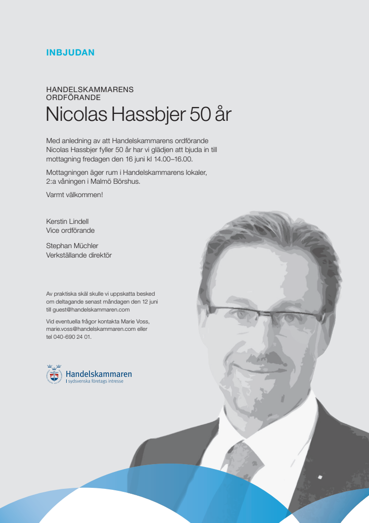 Inbjudan - Handelskammarens ordförande Nicolas Hassbjer fyller 50 år