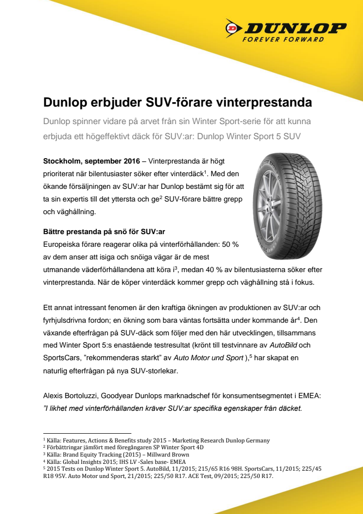 Dunlop erbjuder SUV-förare vinterprestanda