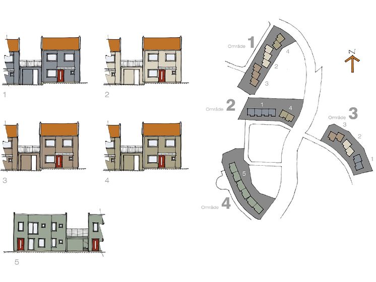 Illustration över husmodeller i Sundsstrand