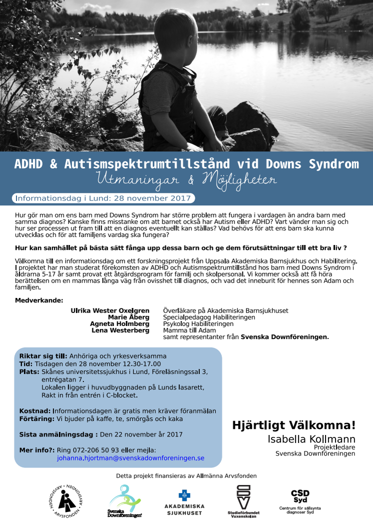 Informationsdag  i Lund den 28 november - "ADHD & Autism vid Downs Syndrom"