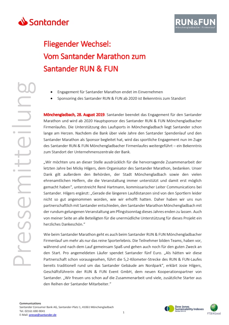 Vom Santander Marathon zum Santander RUN & FUN 