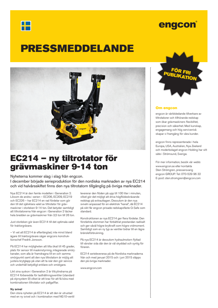 EC214, ny tiltrotator från engcon