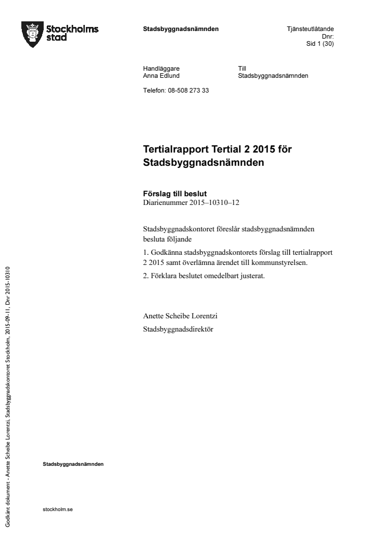 Tertialrapport Tertial 2 2015 SBN