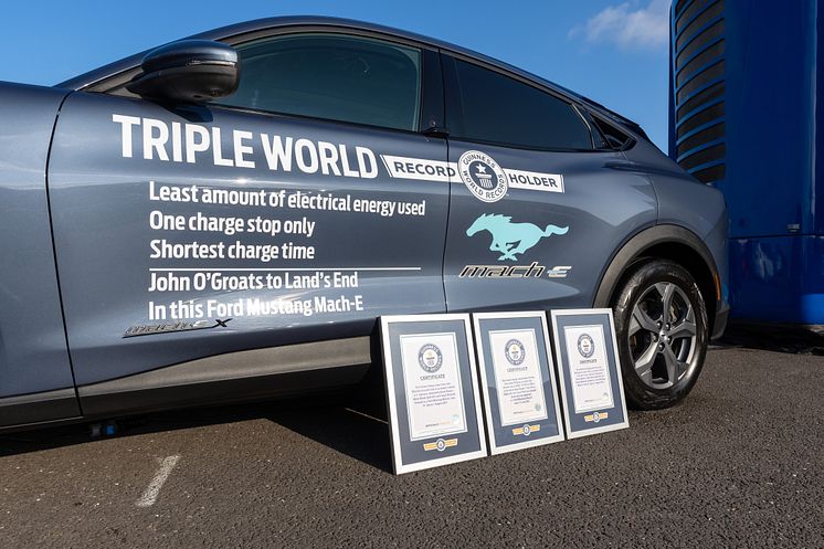 Triple record car with certificates