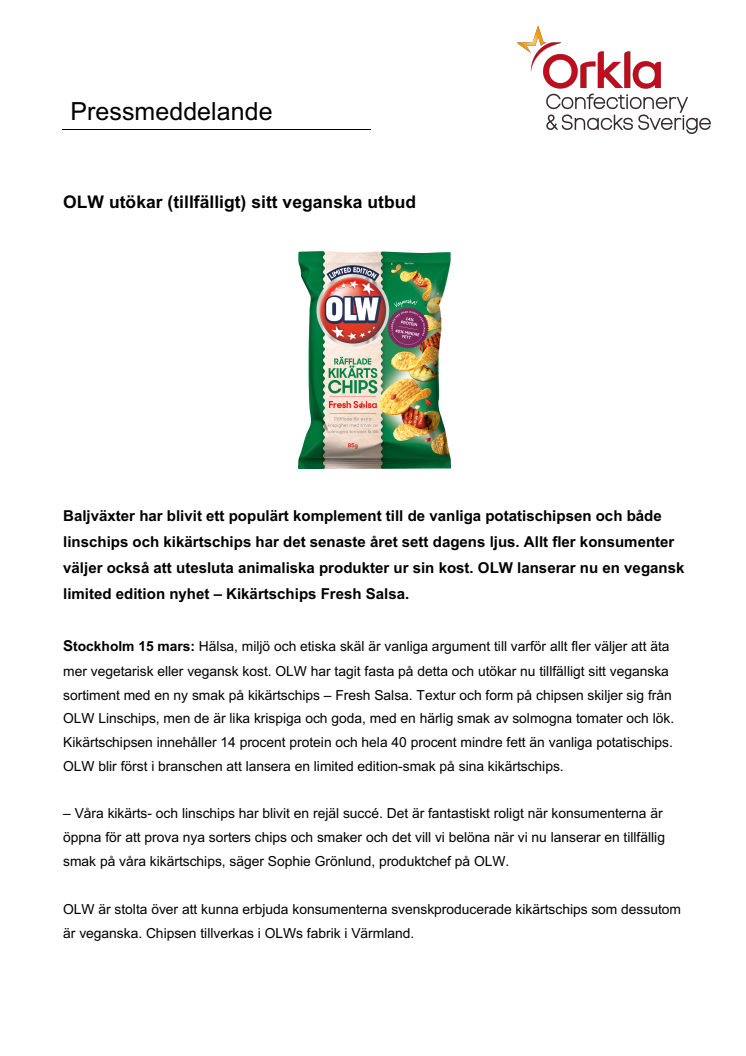 OLW utökar (tillfälligt) sitt veganska utbud