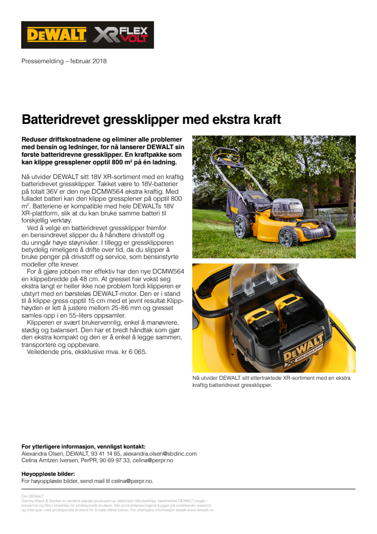 Batteridrevet gressklipper med ekstra kraft