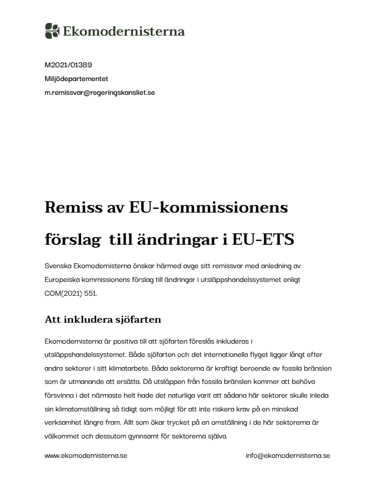 Svenska Ekomodernisternas remissvar - Ändringar i EU-ETS - COM(2021) 551.pdf
