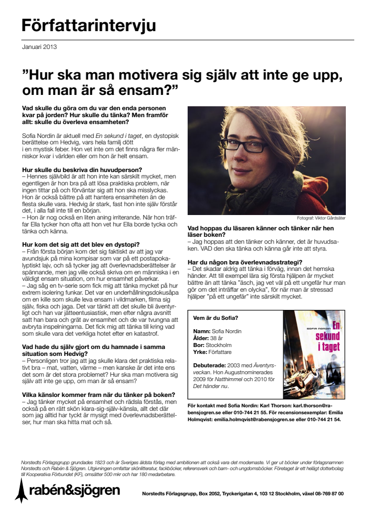Intervju med Sofia Nordin