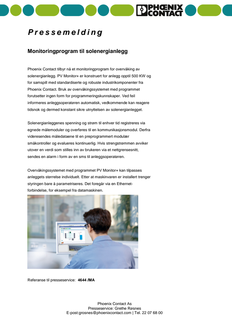 Monitoringprogram til solenergianlegg