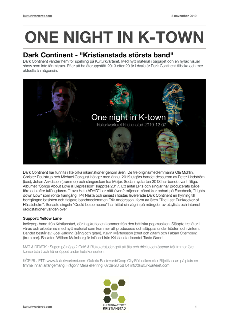 One Night in K-town - DARK CONTINENT "Kristianstads största band"