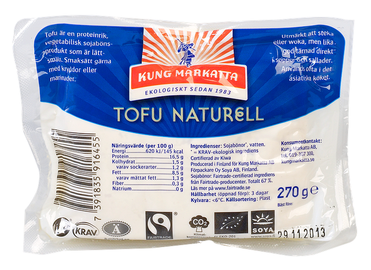 Kung Markattas Naturella tofu - nu Fairtrade-märkt