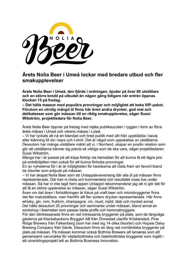 Årets Nolia Beer i Umeå lockar med bredare utbud och fler smakupplevelser