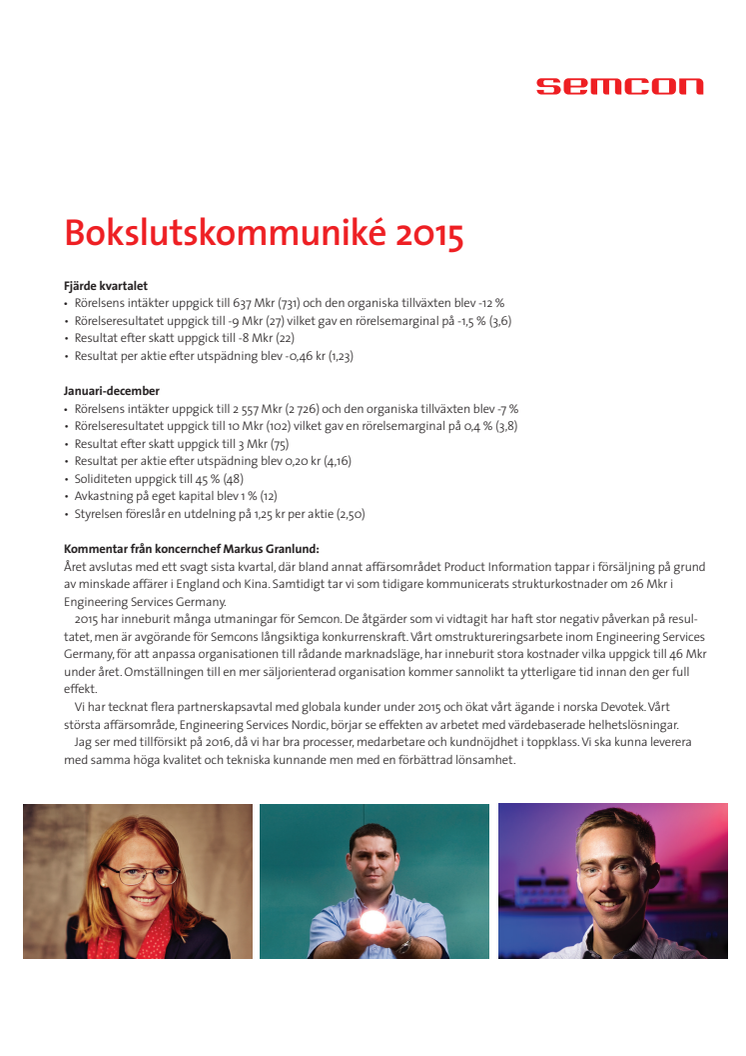 Bokslutskommuniké 2015 