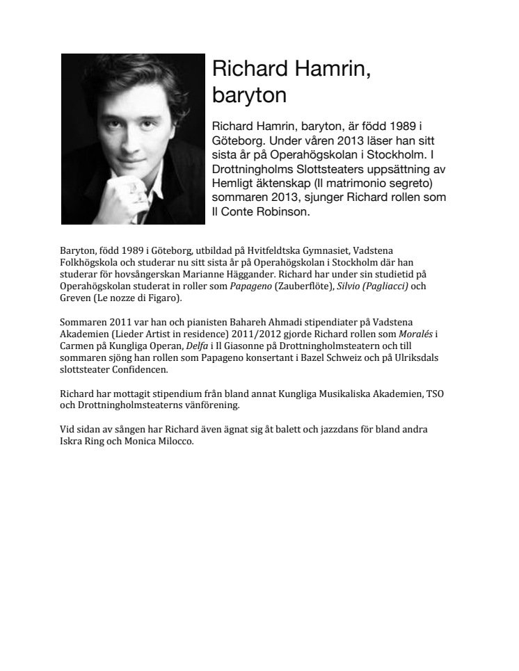 Richard Hamrin, baryton / Baritone