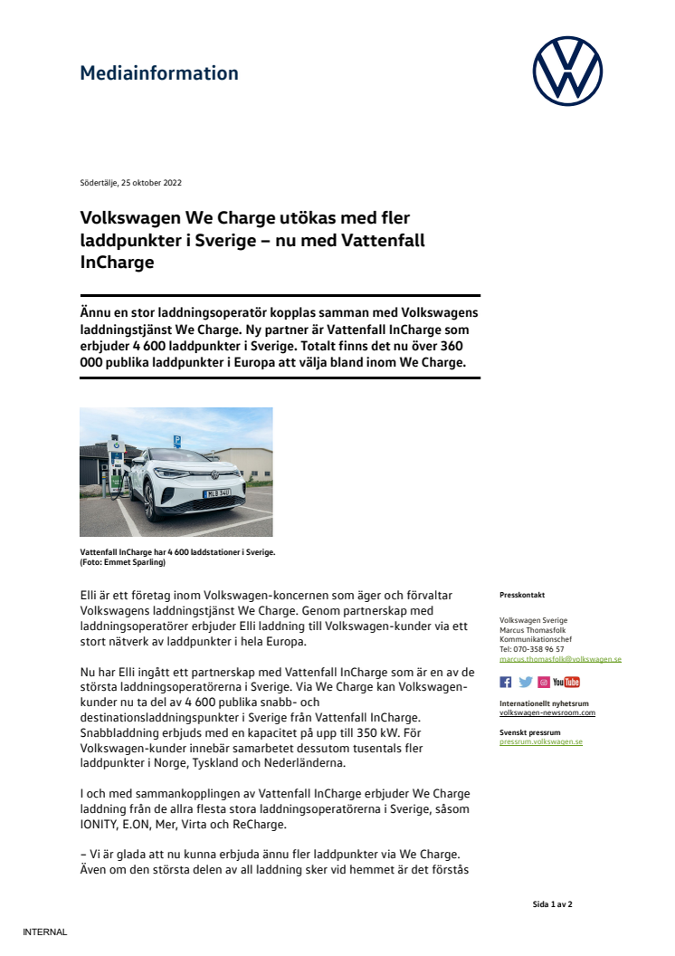 Volkswagen We Charge utökas med fler laddpunkter i Sverige – nu med Vattenfall InCharge.pdf