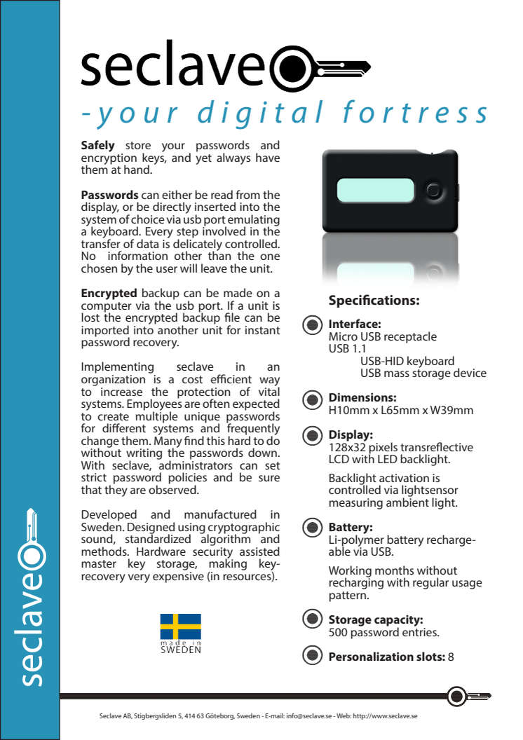 Seclave Product Sheet