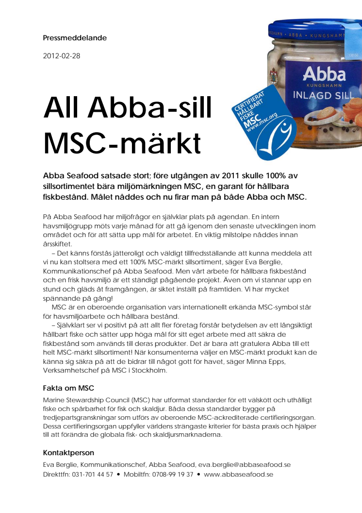 All Abba-sill MSC-märkt