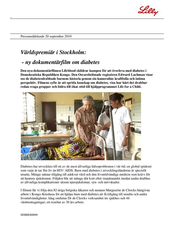 Världspremiär i Stockholm:  ny dokumentärfilm om diabetes 