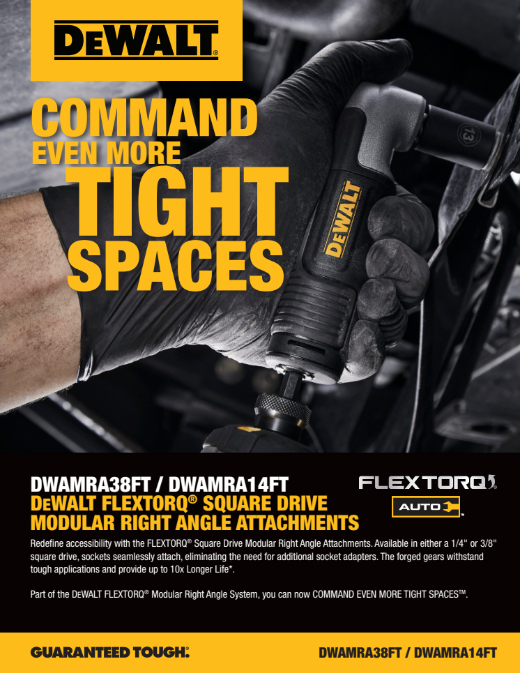 DEWALT FLEXTORQ Square Drive Modular Right Angle Attachments Product Guide