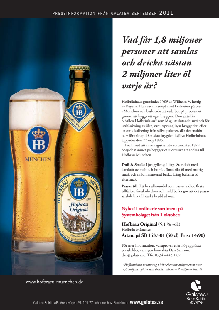 Nyheter på Systembolaget - Hofbräu Oktoberfestbier och Hofbräu Original