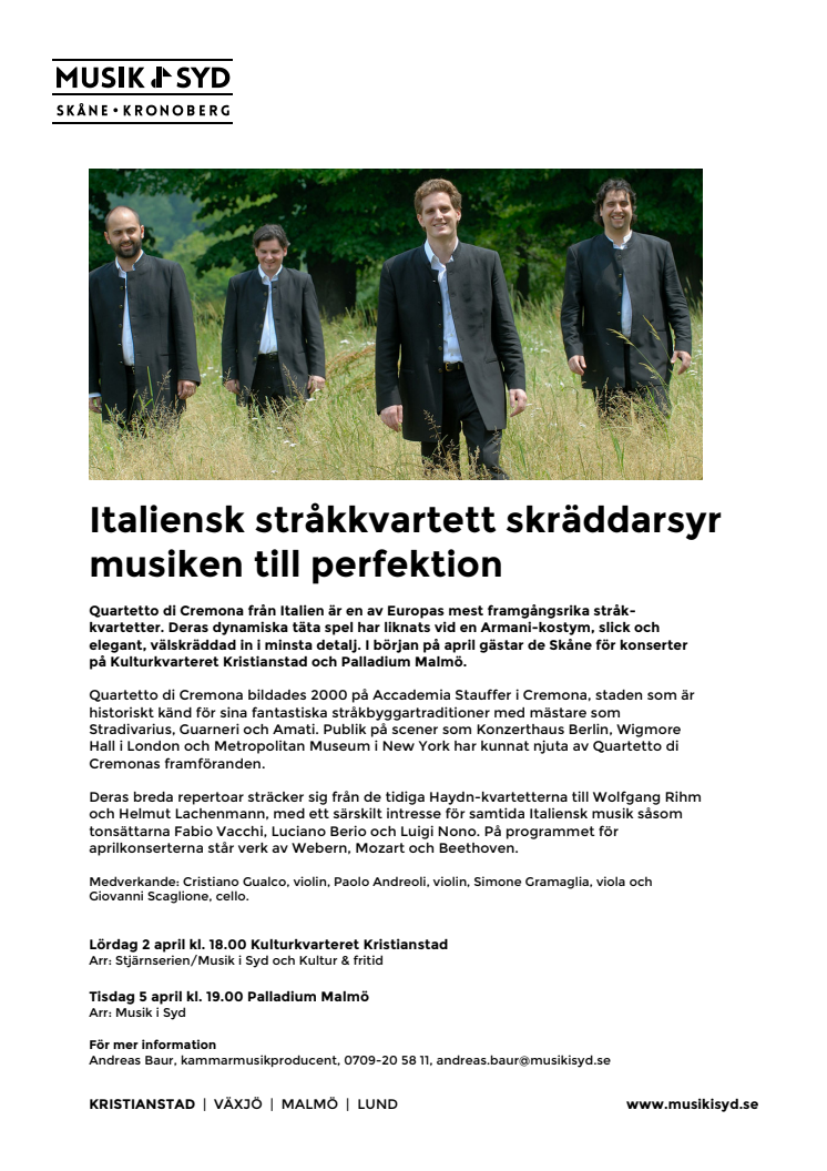 Italiensk stråkkvartett skräddarsyr musiken till perfektion