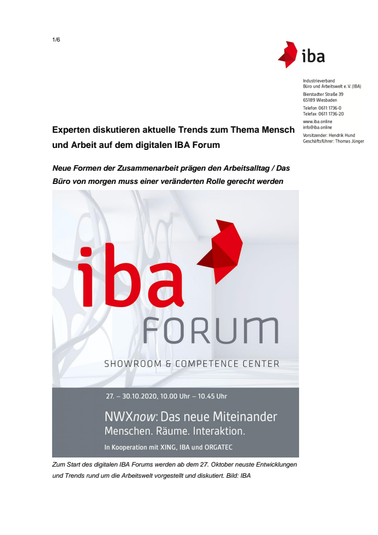 Experten diskutieren aktuelle Trends zum Thema Mensch und Arbeit auf dem digitalen IBA Forum