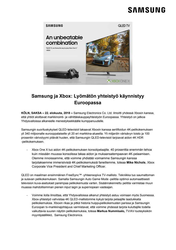 Samsung ja Xbox: Lyömätön yhteistyö käynnistyy Euroopassa