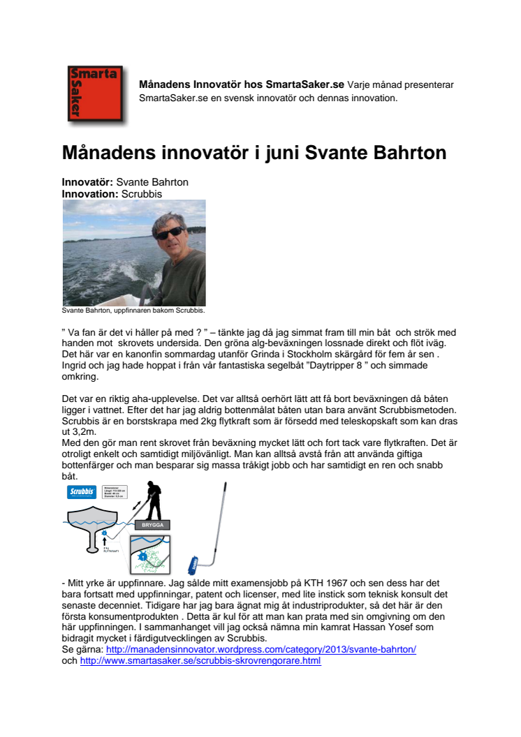 Månadens innovatör i juni, Svante Bahrton.