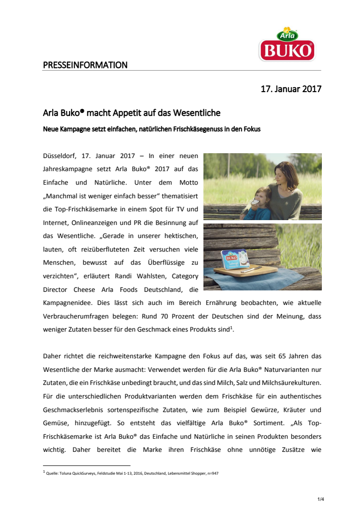 Arla Buko® macht Appetit auf das Wesentliche