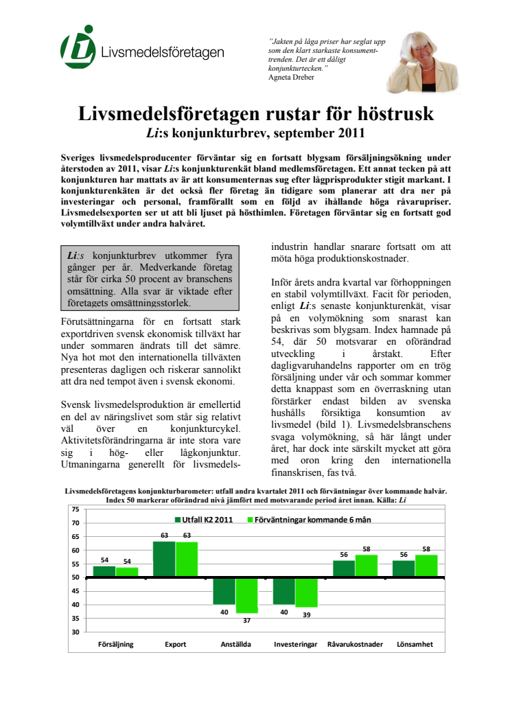 Li:s konjunkturenkät: Lågpris starkaste mattrenden