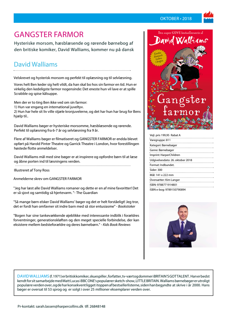 Nyhed på vej fra HarperCollins: GANGSTER FARMOR af David Walliams