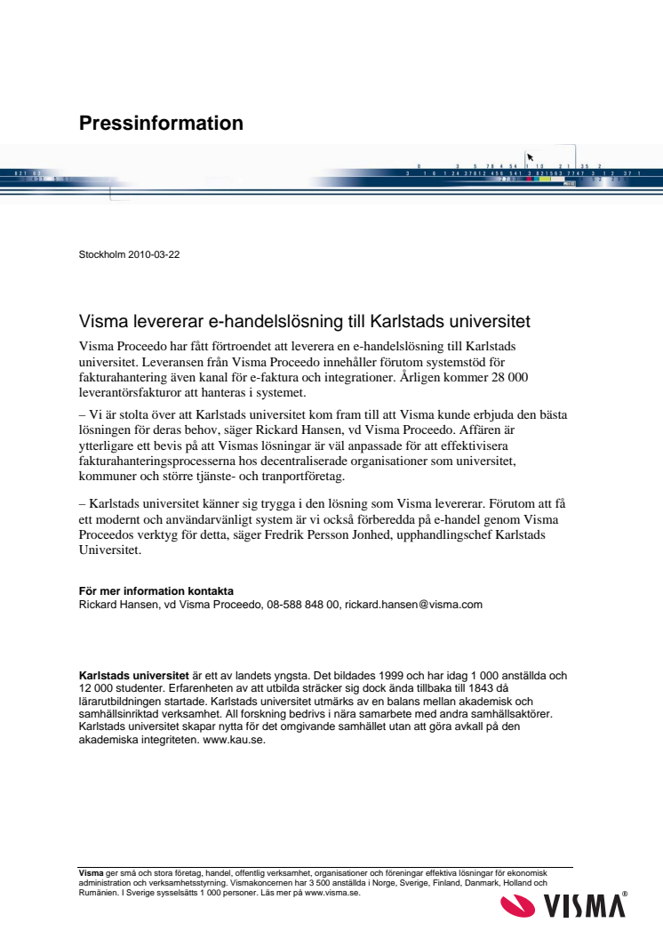 Visma levererar e-handelslösning till Karlstads universitet
