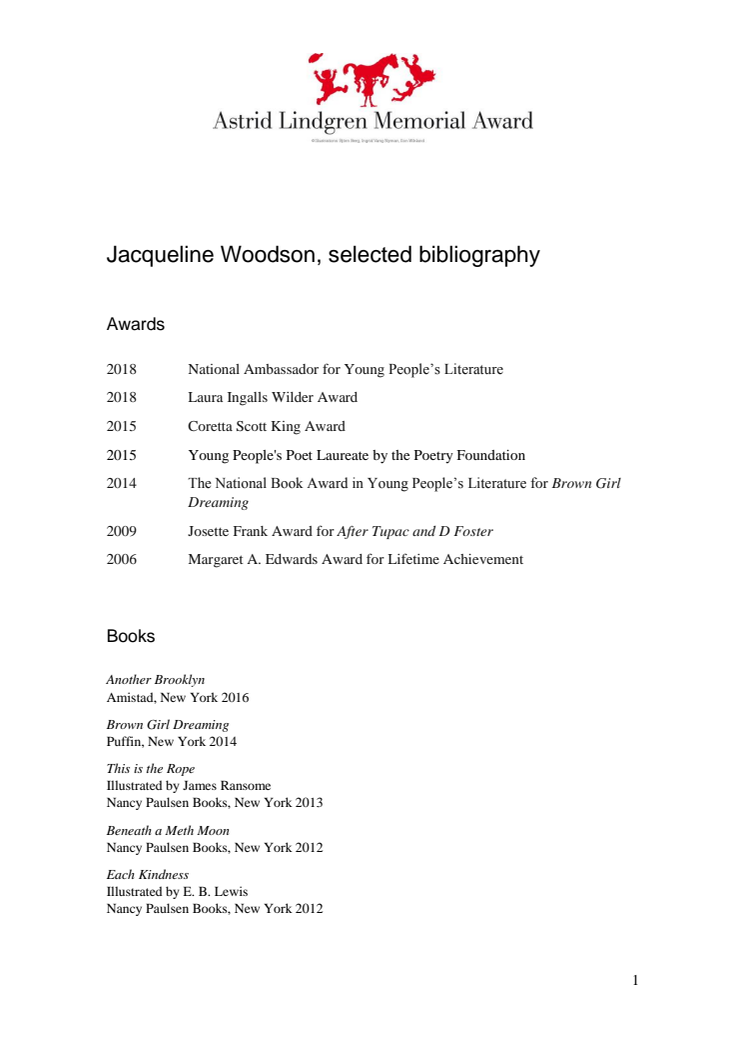 Bibliography Jacqueline Woodson 