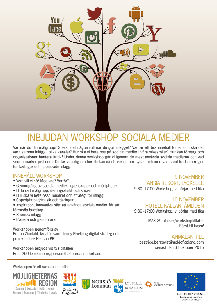 Inbjudan till Workshop i sociala medier