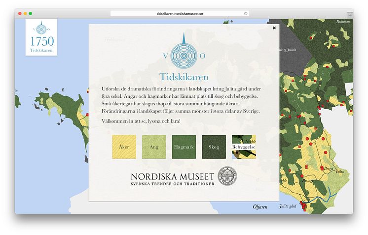 Tidskikaren - en interaktiv karta över Julita gård i Södermanland. Bild: Nordiska museet.