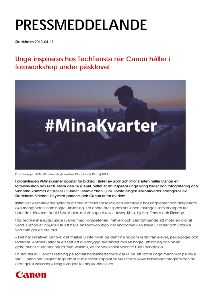 ​Unga inspireras hos TechTensta när Canon håller i fotoworkshop under påsklovet